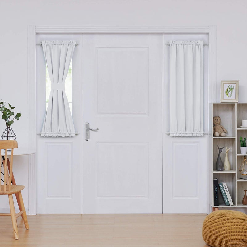 Deconovo Blackout Door Curtain for Glass Doors & Sidelights, Thermal Insulated Privacy Panel with Dual Rod Pockets & Adjustable Tieback, Machineâ€‘Washable Curtain (25W x 40L, Greyish White, 1 Panel) - Image 1